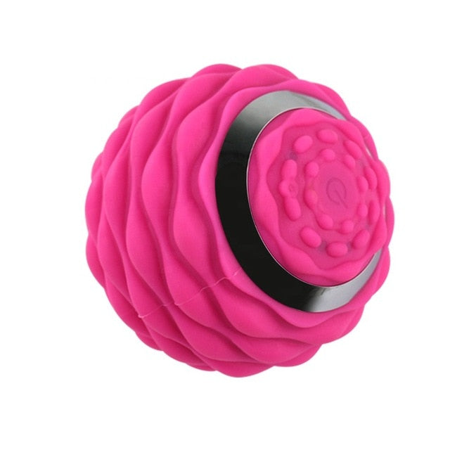 Pink Electric vibrating peanut ball massager, muscle relaxation, deep tissue massage, portable, waterproof, home gym, yoga, fitness, rechargeable, USB.