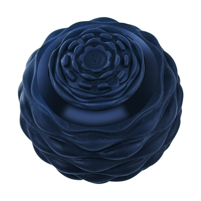 Dark blue Electric vibrating peanut ball massager, muscle relaxation, deep tissue massage, portable, waterproof, home gym, yoga, fitness, rechargeable, USB.
